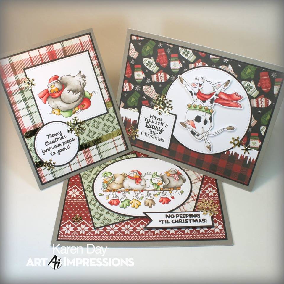 4789 NEW Dairy Christmas Clear Unmounted Rubber Stamp Set ART IMPRESSIONS 