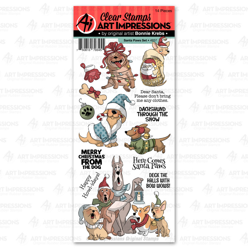 30 Whippet Christmas cards seals envelopes laser 90 pieces Santa Paws design