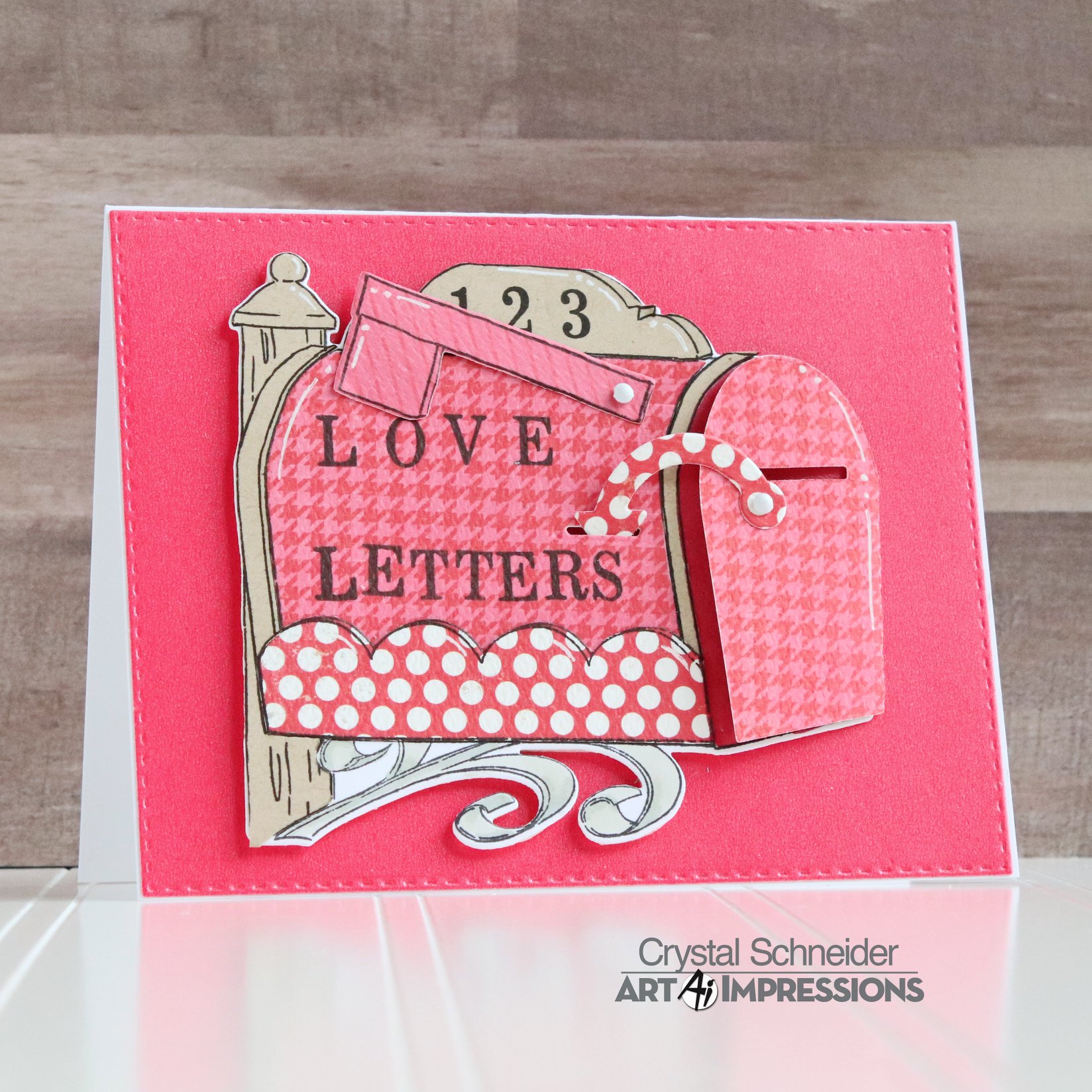 Art Impressions Valentines Clear Stamp & Die Set-Mailbox Gift Card Holder 